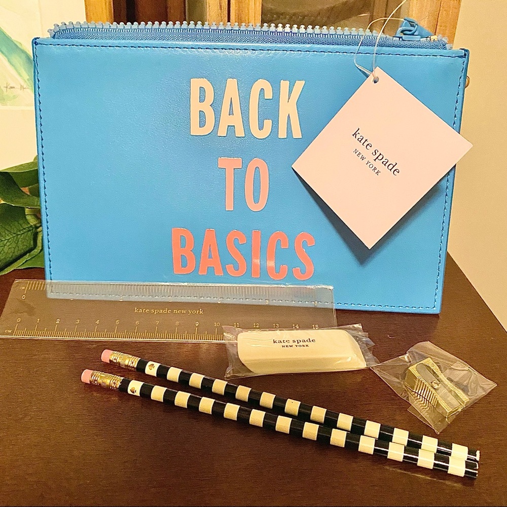 Kate Spade Leatherette Travel Clutch Pencil Pouch with Desk Accessories